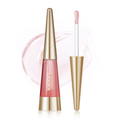 KISSIO Plumping Lip Gloss,Plumping,Moisturize and Elasticity,Lip Plumper and Lip Care for Day and Night Use,with Ginger,Peppermint and Jojoba Oil,Clear,10 ml