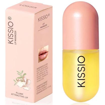 KISSIO Plumping Lip Gloss,Plumping,Moisturize and Elasticity,Lip Plumper and Lip Care for Day and Night Use,with Ginger,Peppermint and Jojoba Oil,Clear,10 ml