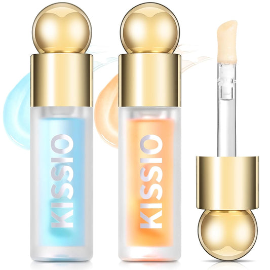 KISSIO Plumping Lip Gloss,Plumping,Moisturize and Elasticity,Lip Plumper and Lip Care for Day and Night Use,with Ginger,Peppermint and Jojoba Oil,Clear,10 ml