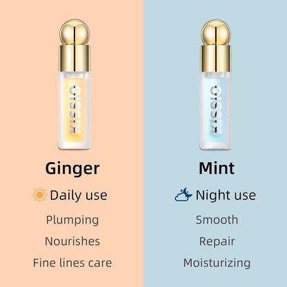 KISSIO Plumping Lip Gloss,Plumping,Moisturize and Elasticity,Lip Plumper and Lip Care for Day and Night Use,with Ginger,Peppermint and Jojoba Oil,Clear,10 ml