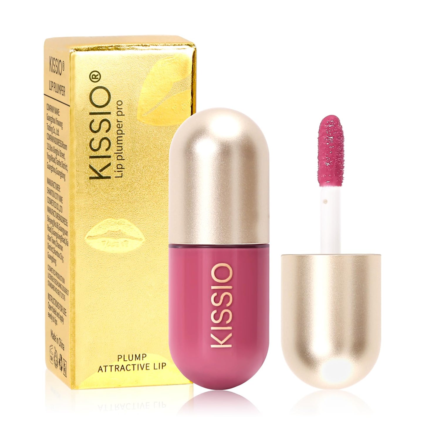 KISSIO Plumping Lip Gloss,Plumping,Moisturize and Elasticity,Lip Plumper and Lip Care for Day and Night Use,with Ginger,Peppermint and Jojoba Oil,Clear,10 ml