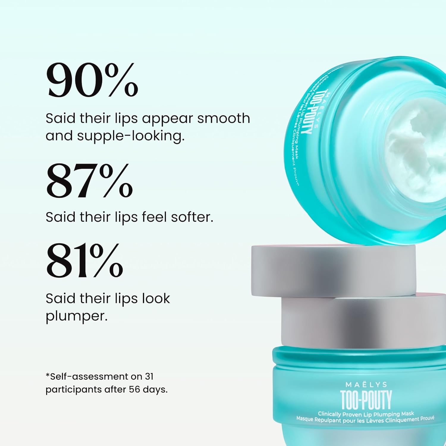 MAËLYS TOO-POUTY Lip Plumping Mask - Dual-Use Lip Treatment and Primer - Visibly Smooths Fine Lines and Enhances Fullness (0.5 Fl Oz)