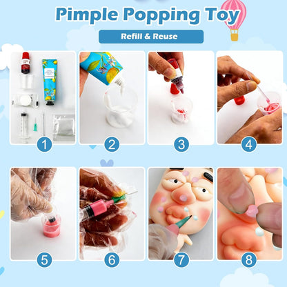 Pimple Popping Toy Squishy Toys Stress Relief Squeeze Toy Reusable Silicone Pimple Popper Fidget Toy Set Soft Squishy Sensory Toy Enjoy ASMR Stress Relief Fun Anxiety Relief Desk Toy (Pouty Lips)