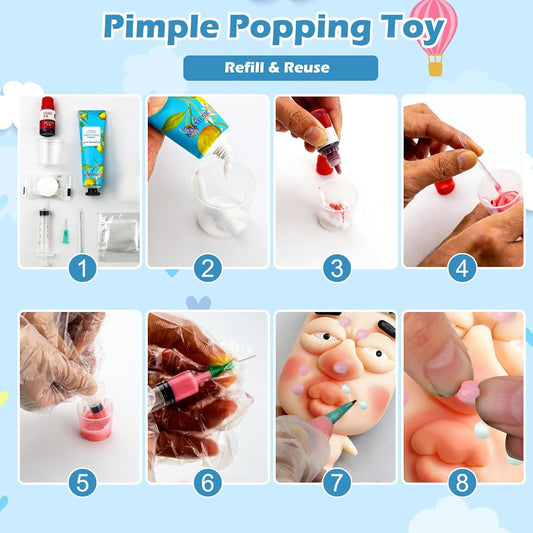 Pimple Popping Toy Squishy Toys Stress Relief Squeeze Toy Reusable Silicone Pimple Popper Fidget Toy Set Soft Squishy Sensory Toy Enjoy ASMR Stress Relief Fun Anxiety Relief Desk Toy (Pouty Lips)