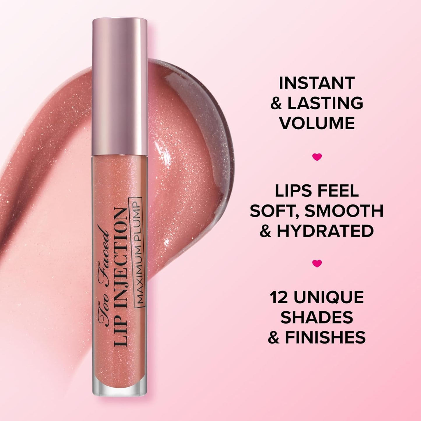 Too Faced Lip Injection Maximum Plump Extra Strength Lip Plumper Gloss | Hydrating, Volumizing, + Plumping, 0.14 Fl Oz