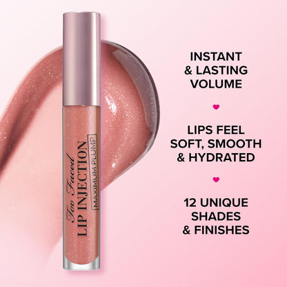 Too Faced Lip Injection Maximum Plump Extra Strength Lip Plumper Gloss | Hydrating, Volumizing, + Plumping, 0.14 Fl Oz