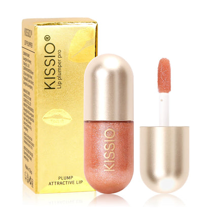 KISSIO Plumping Lip Gloss,Plumping,Moisturize and Elasticity,Lip Plumper and Lip Care for Day and Night Use,with Ginger,Peppermint and Jojoba Oil,Clear,10 ml