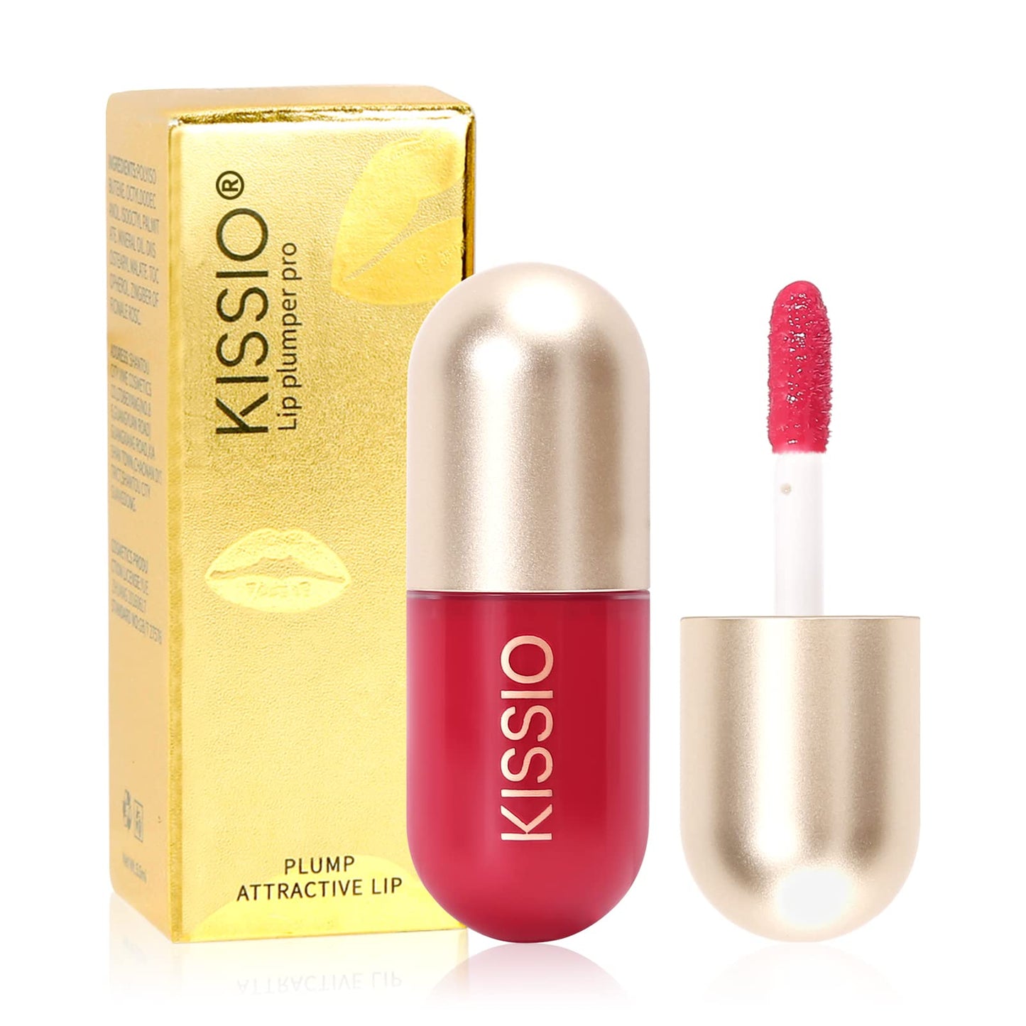 KISSIO Plumping Lip Gloss,Plumping,Moisturize and Elasticity,Lip Plumper and Lip Care for Day and Night Use,with Ginger,Peppermint and Jojoba Oil,Clear,10 ml