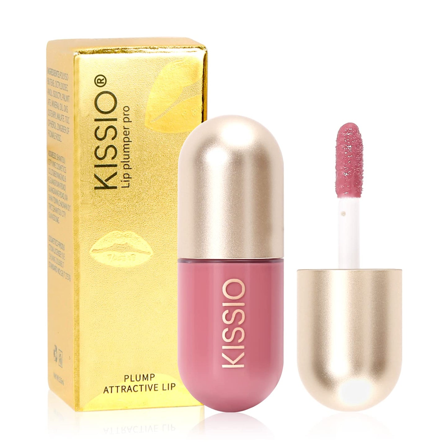 KISSIO Plumping Lip Gloss,Plumping,Moisturize and Elasticity,Lip Plumper and Lip Care for Day and Night Use,with Ginger,Peppermint and Jojoba Oil,Clear,10 ml