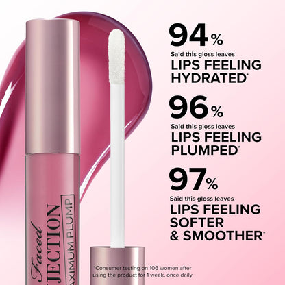 Too Faced Lip Injection Maximum Plump Extra Strength Lip Plumper Gloss | Hydrating, Volumizing, + Plumping, 0.14 Fl Oz